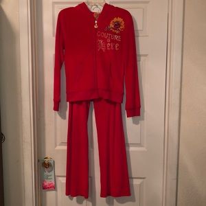 Red juicy Couture velour hoodie outfit , size L